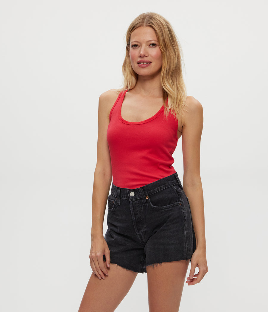 CHER SCOOP NECK TANK in Rumba Red Side View #RUMBA