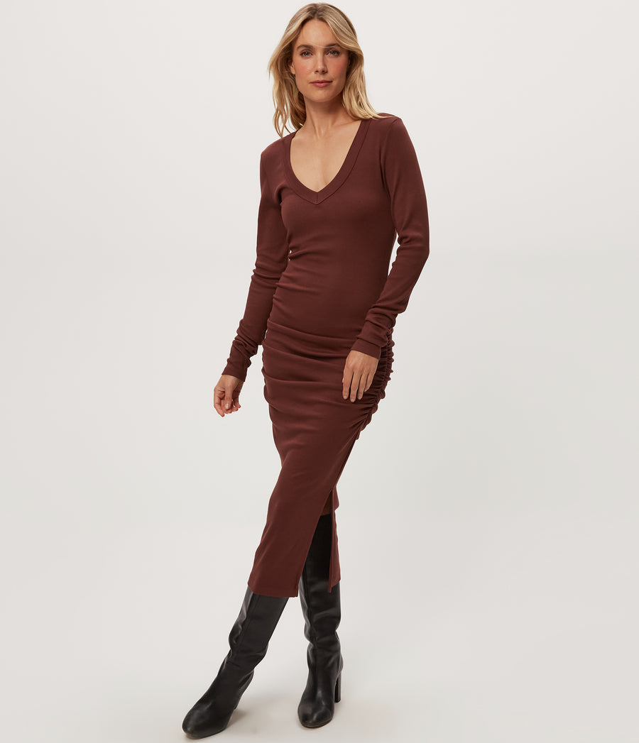 nova dress Tie Back in Magenta OMNES Self / Contrast 100% Polyester Women's Petite Nova Dress -