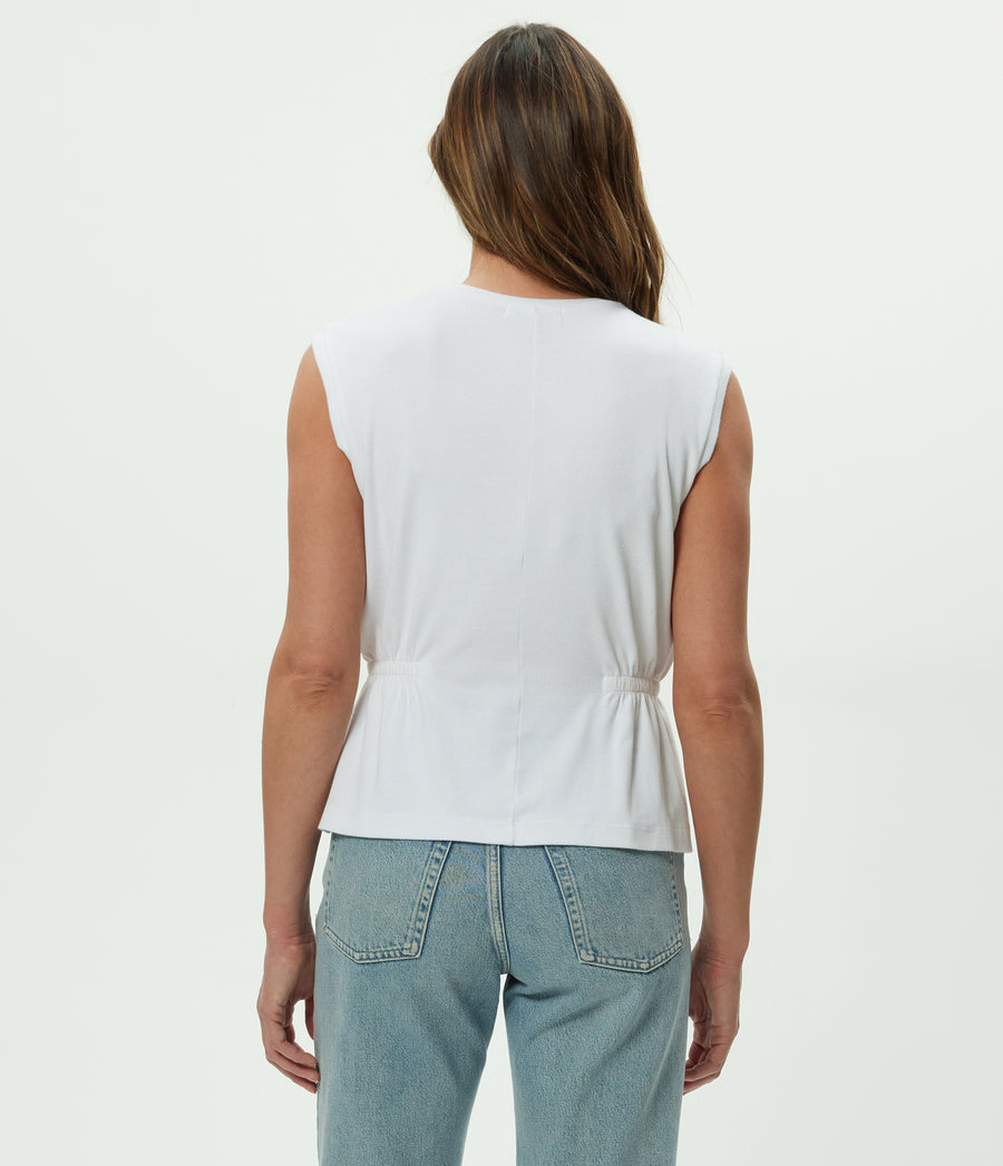 Rochel Peplum Tank in White Back View  #WHITE