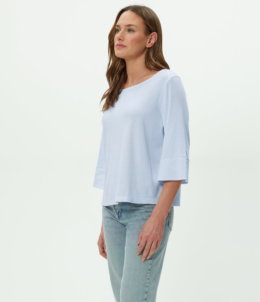 Rosalynn Boat Neck Tee in SPLASH Blue Side View #SPLASH