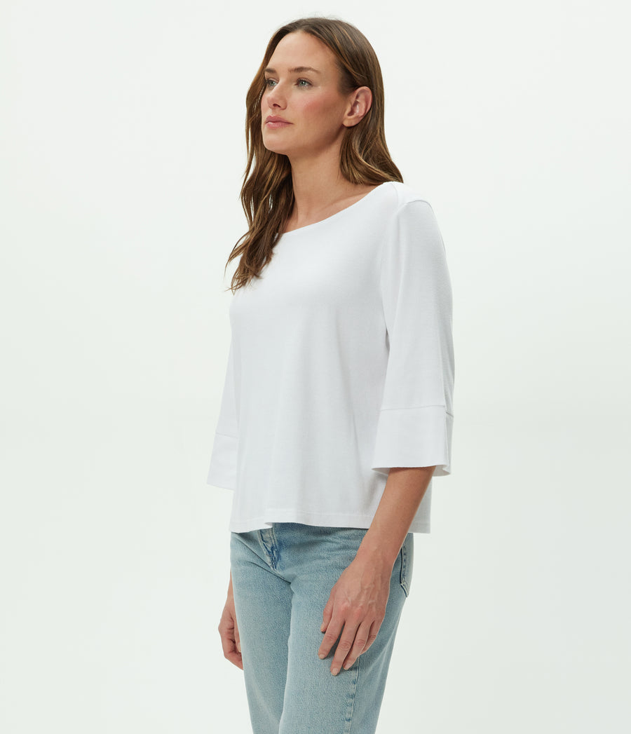Rosalynn Boatneck Top in White Side View #WHITE