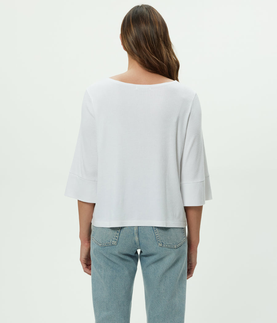Rosalynn Boatneck Top in White Back View  #WHITE