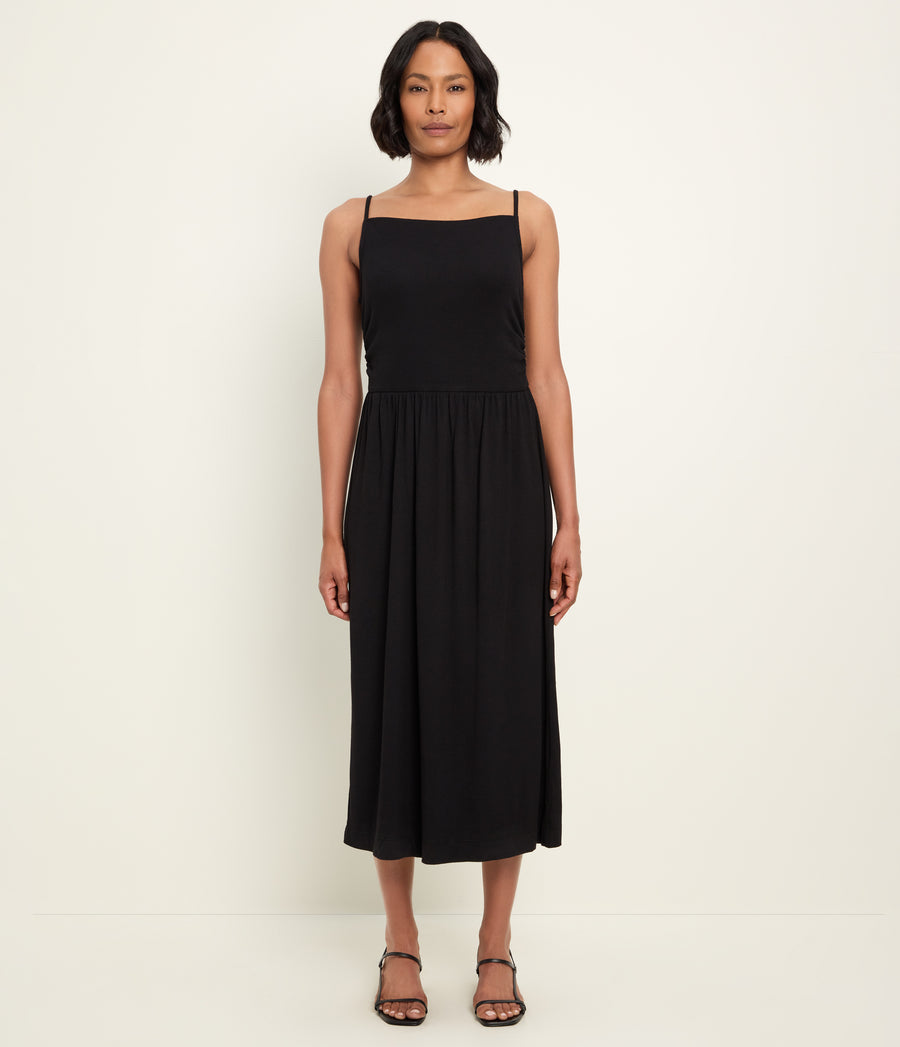 Matilda Midi Dress in Black Full Body View #BLACK