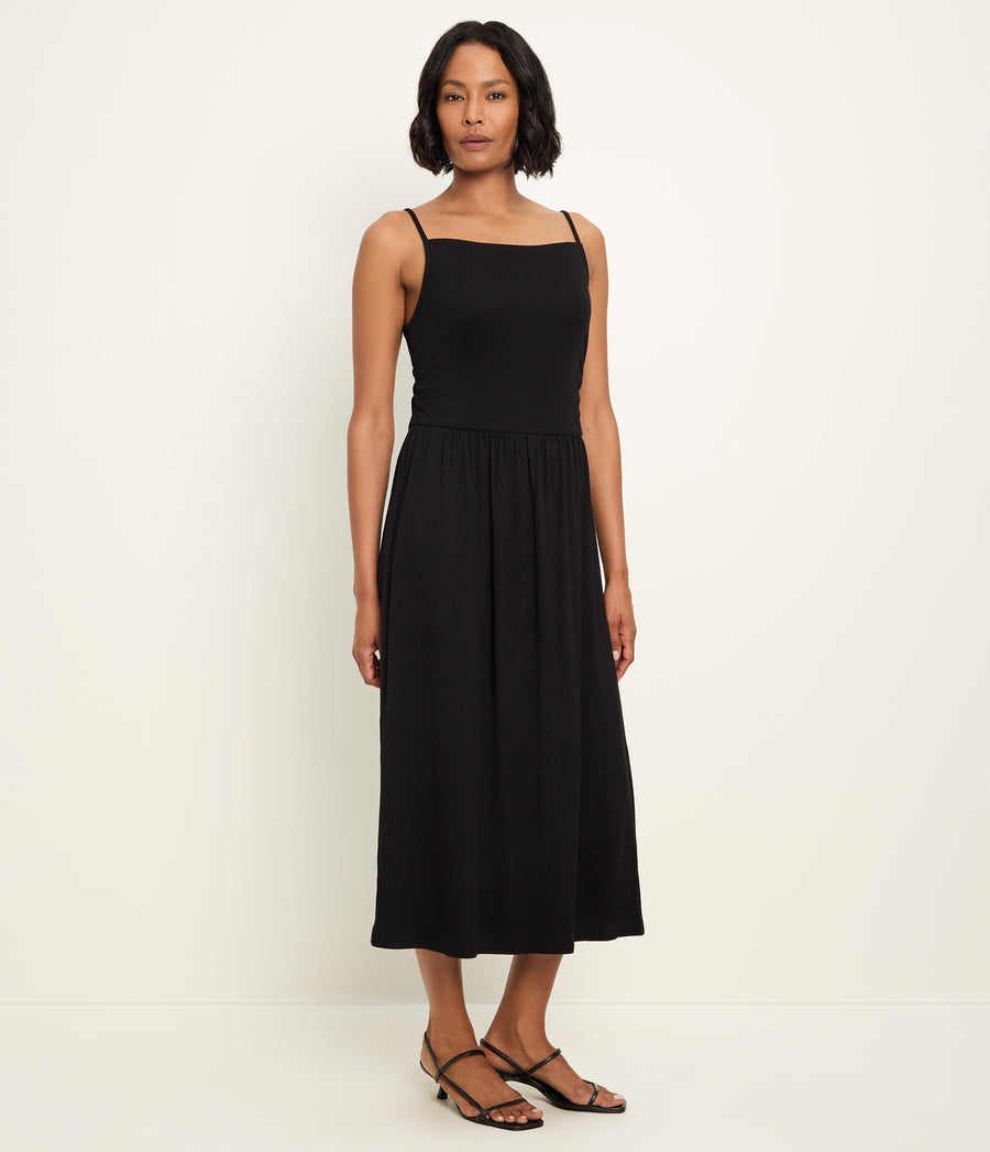 Matilda Midi Dress in Black Full Body View #BLACK