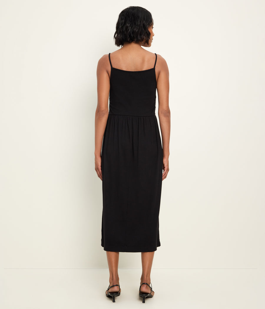 Matilda Midi Dress in Black Back View  #BLACK