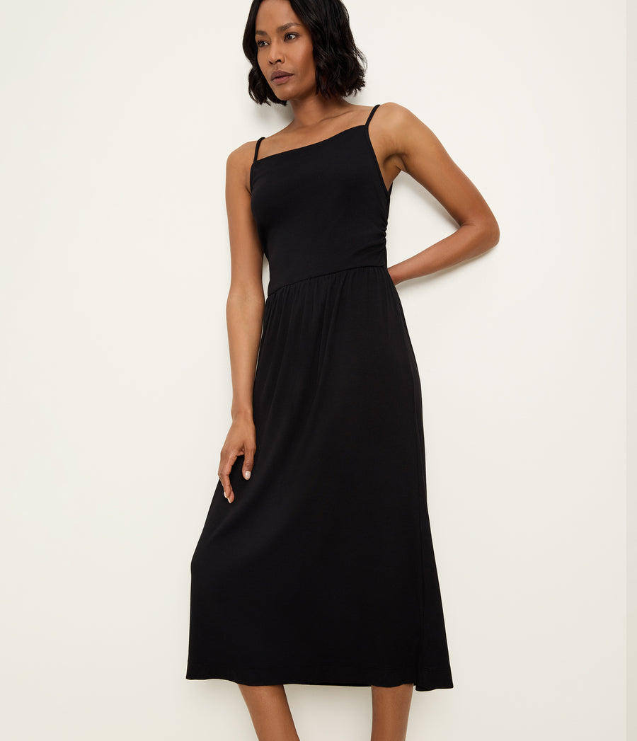 Matilda Midi Dress in Black Full Body View #BLACK