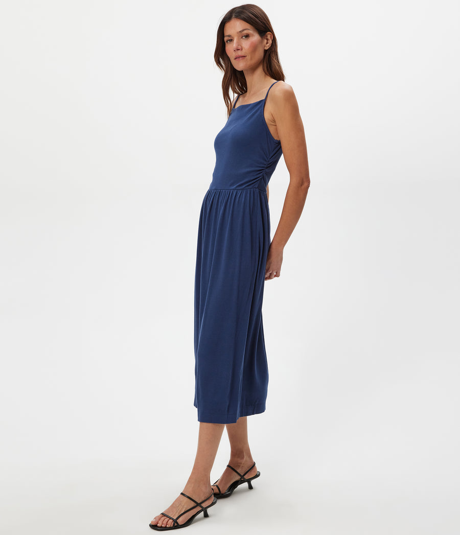 Matilda Midi Dress in Nocturnal Blue Side View #NOCTURNAL