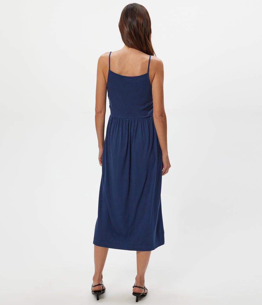 Matilda Midi Dress in Nocturnal Blue Back View  #NOCTURNAL