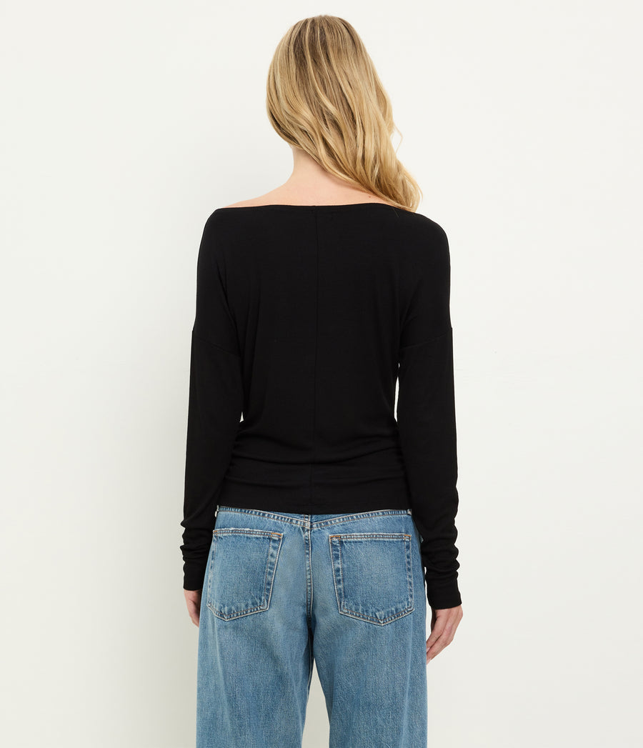 Journey Long Sleeve Tee in Black Back View  #BLACK