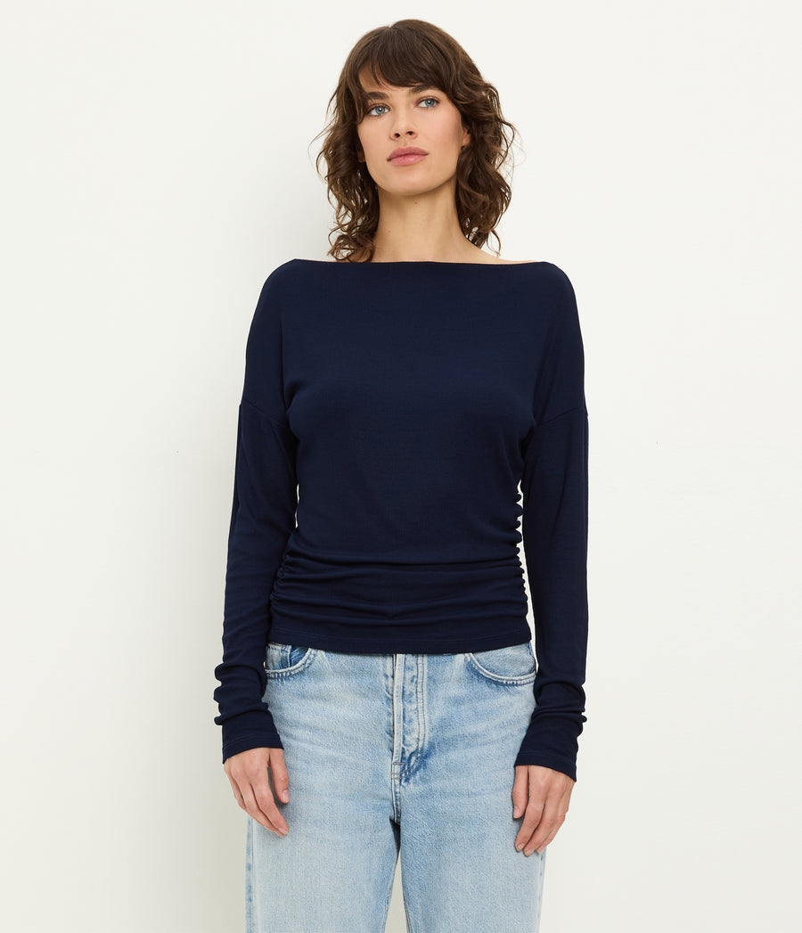 Journey Long Sleeve Tee in Nocturnal Blue Full Body View #NOCTURNAL