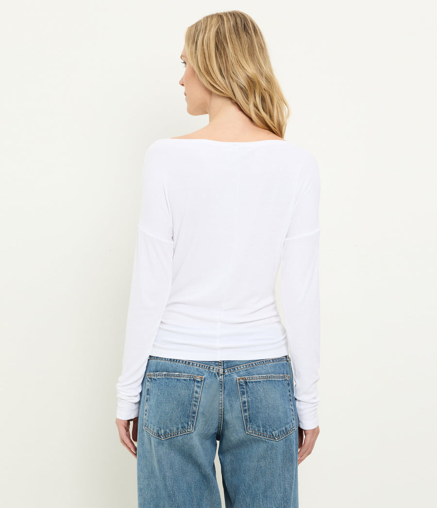 Journey Long Sleeve Tee in White Back View  #WHITE