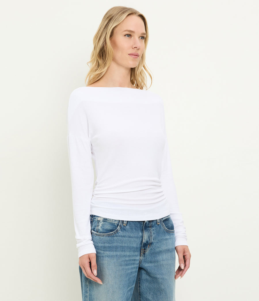 Journey Long Sleeve Tee in White Side View #WHITE