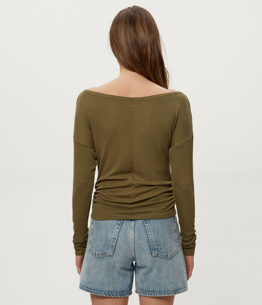 Journey Long Sleeve Tee in CAPER Green Back View #CAPER