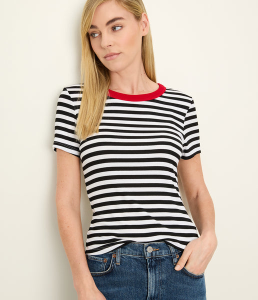 Jenny Striped Ribbed Ringer Tee
