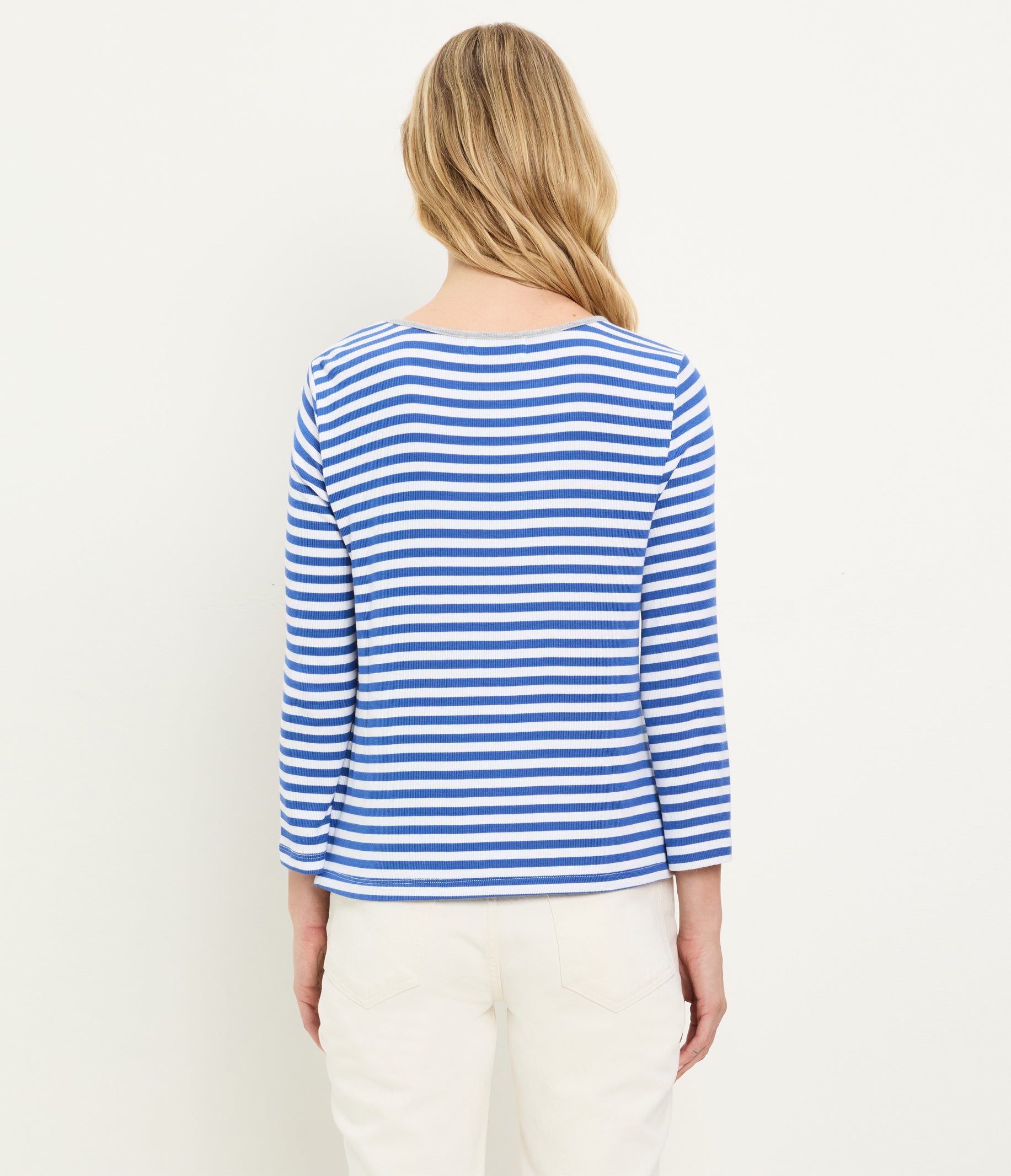 Amelee Striped Ribbed Boat Neck Tee