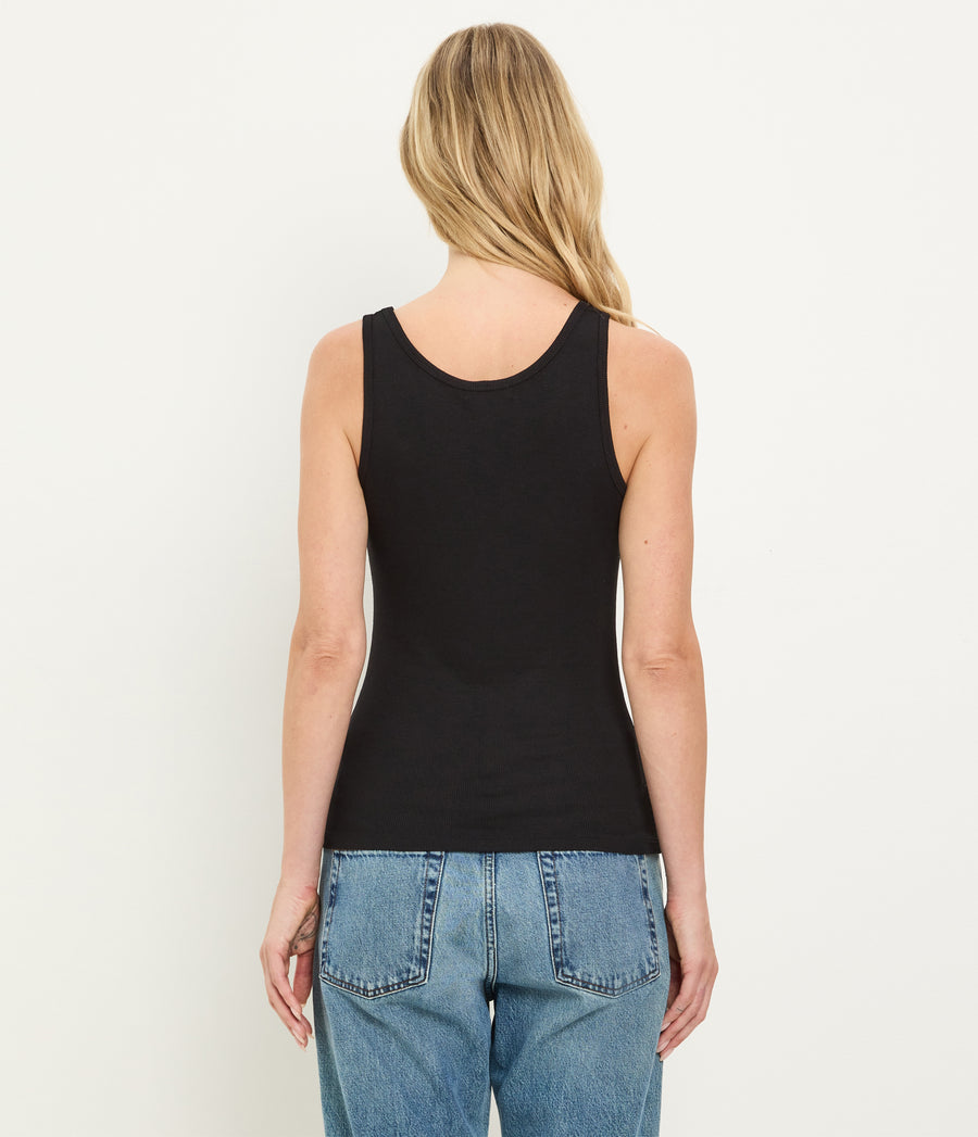 Breken Boyfriend Tank in Black Back View  #BLACK
