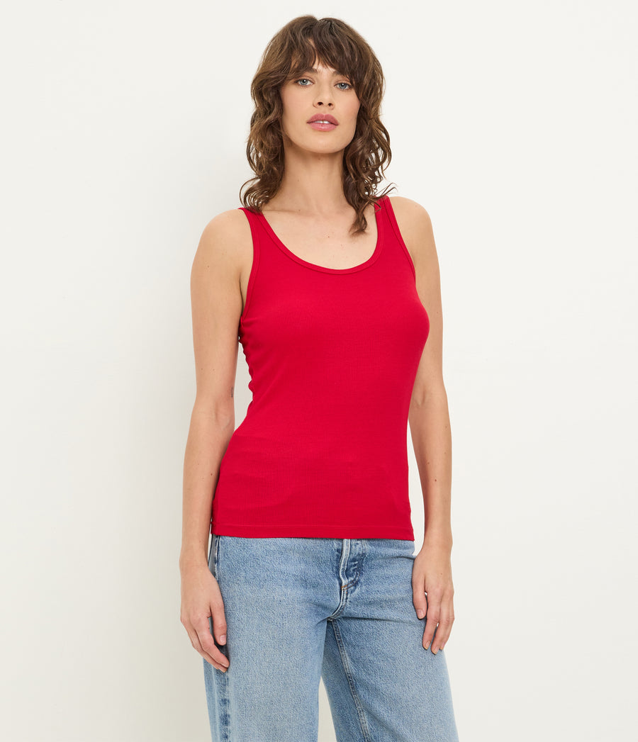 Breken Boyfriend Tank in LACQUER RED Side View #LACQUER