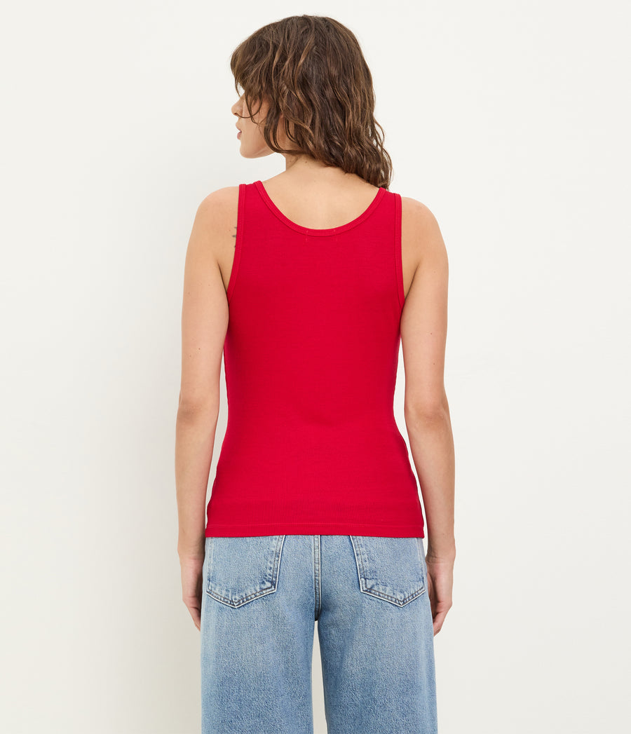 Breken Boyfriend Tank in LACQUER RED Back View #LACQUER