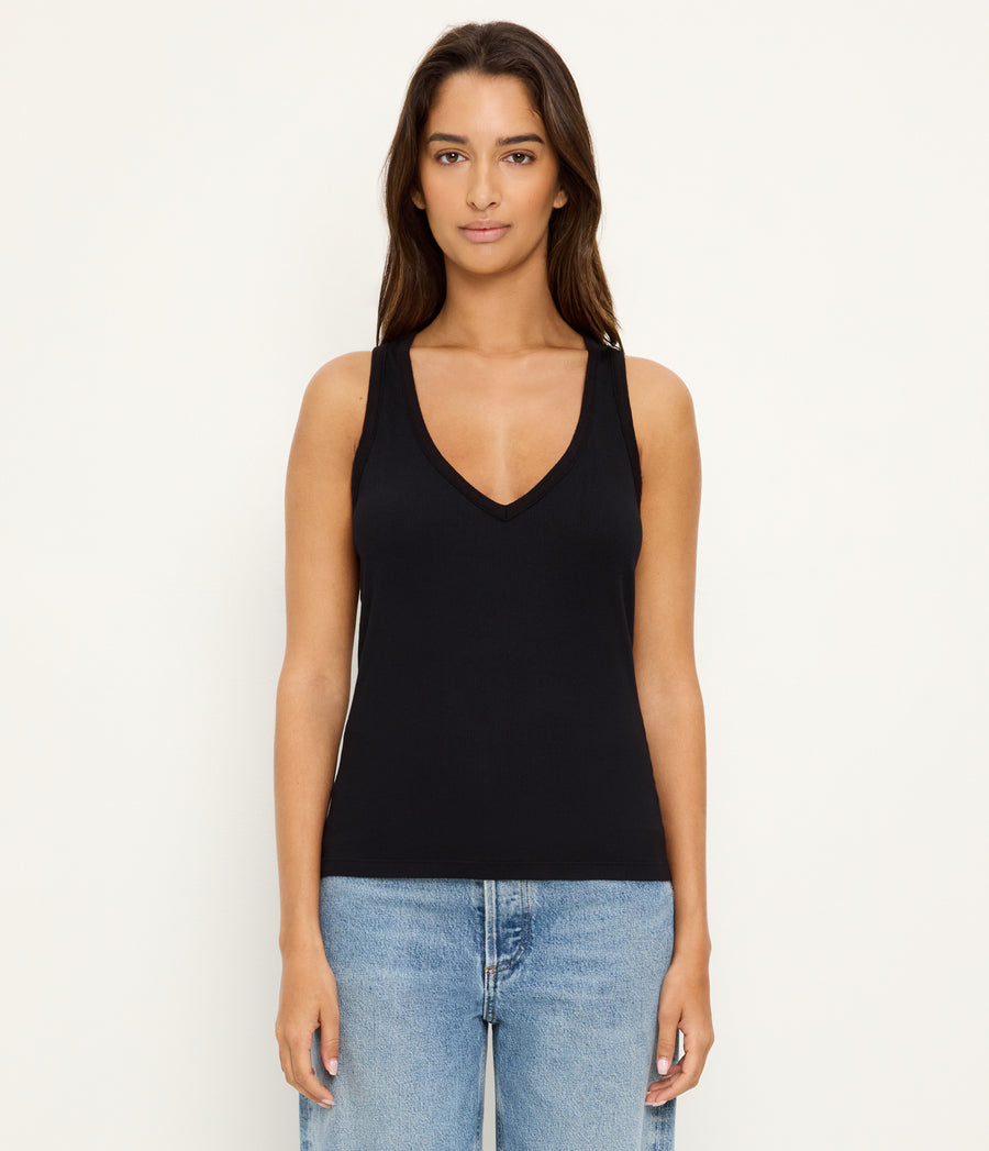 Ivara Racerback Tank in Black Full Body View #BLACK