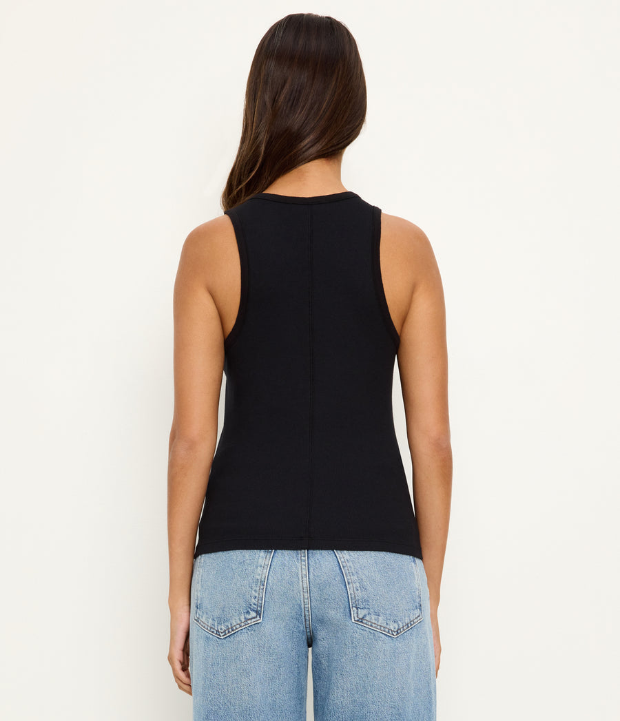 Ivara Racerback Tank in Black Back View  #BLACK