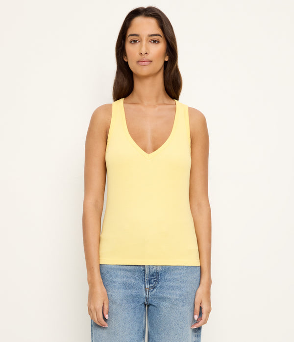Ivara Racerback Tank in MACAW Yellow Full Body View #MACAW