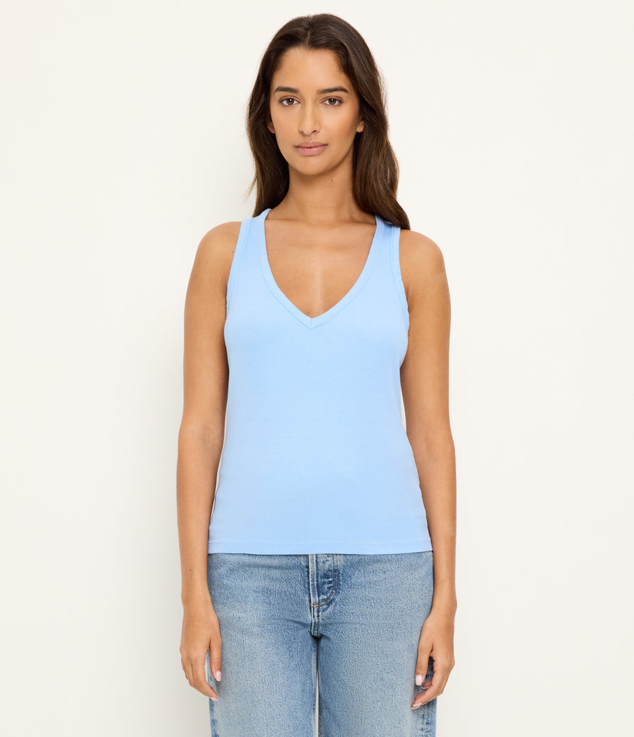 Ivara Racerback Tank in SKY Blue Full Body View #SKY