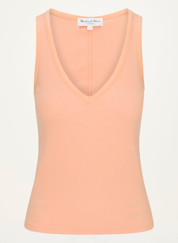 Ivara Racerback Tank in Tangerine Orange Close Up View  #TANGERINE