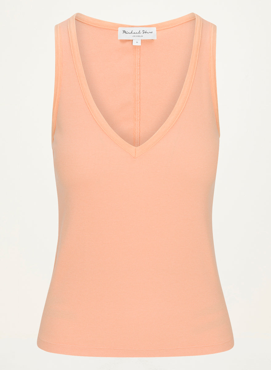 Ivara Racerback Tank in Tangerine Orange Close Up View  #TANGERINE