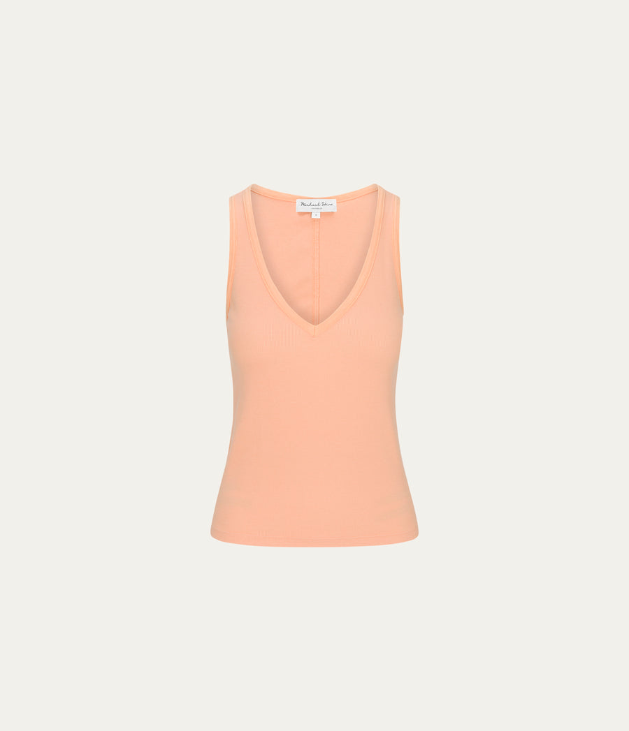 Ivara Racerback Tank in Tangerine Orange Close Up View  #TANGERINE