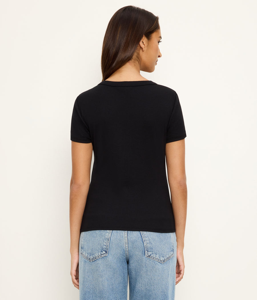 Calla Scoop Neck Tee in Black Back View  #BLACK