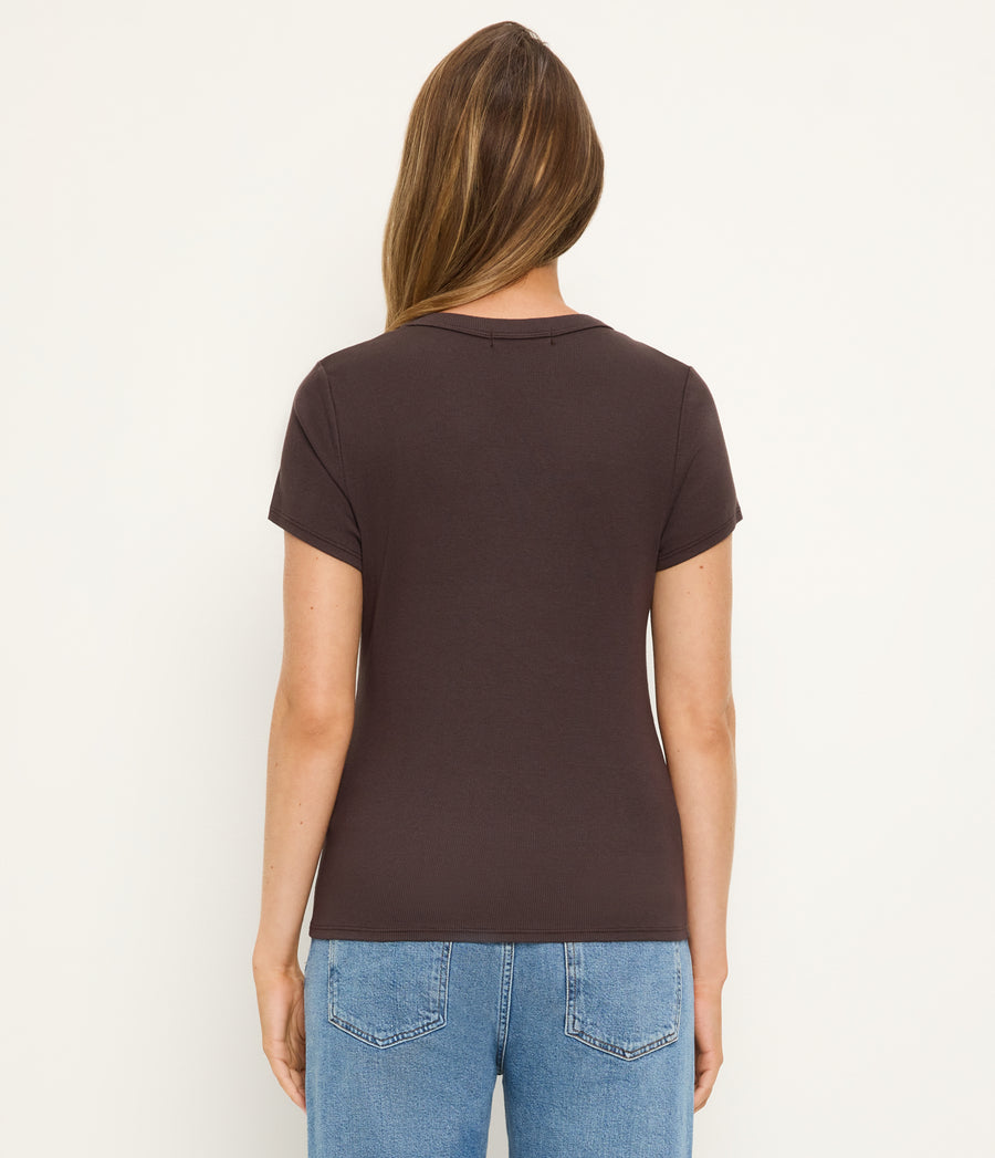 Calla Scoop Neck Tee in Java Brown Back View #JAVA