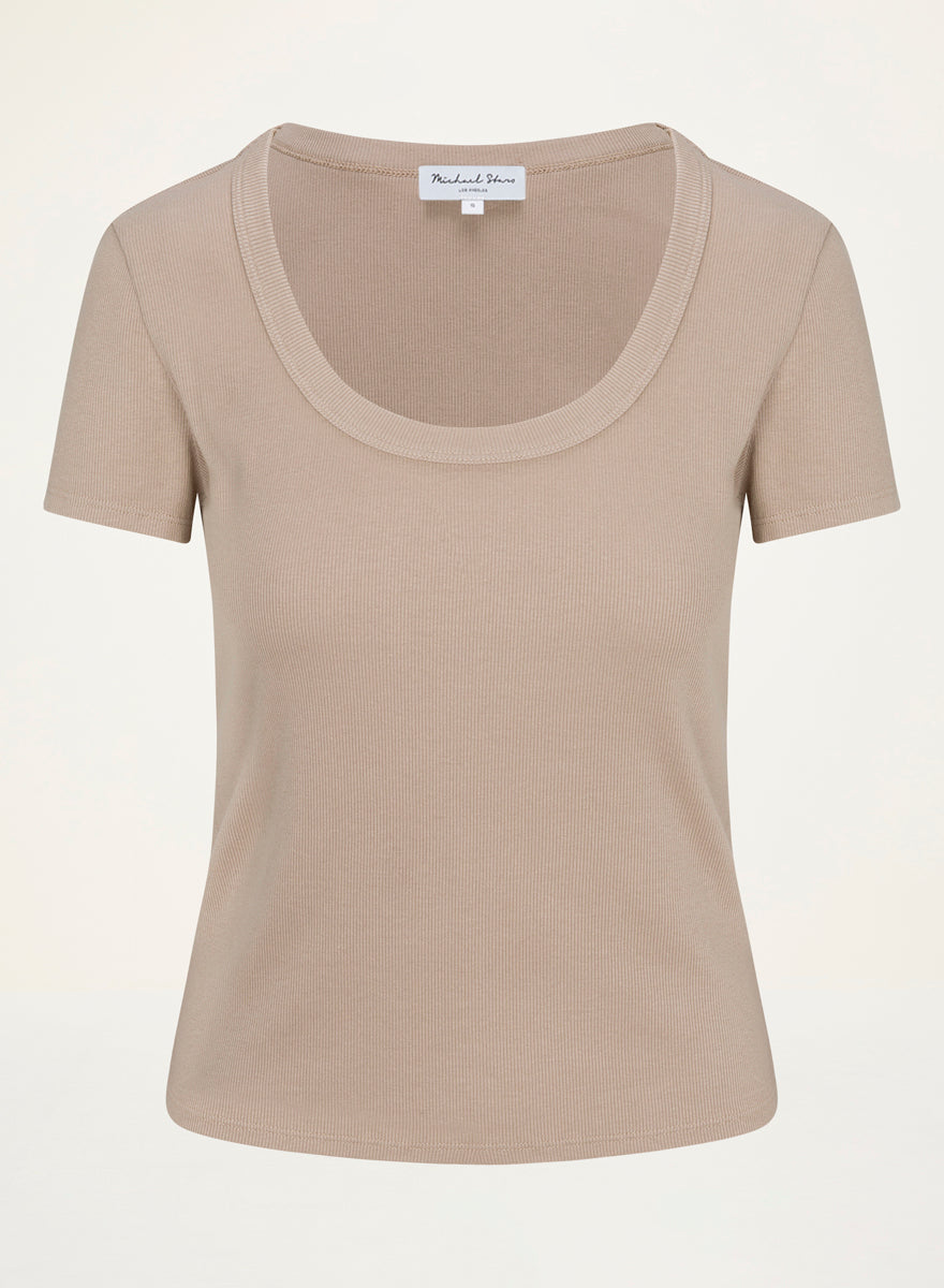 Calla Scoop Neck Tee #MACADAMIA