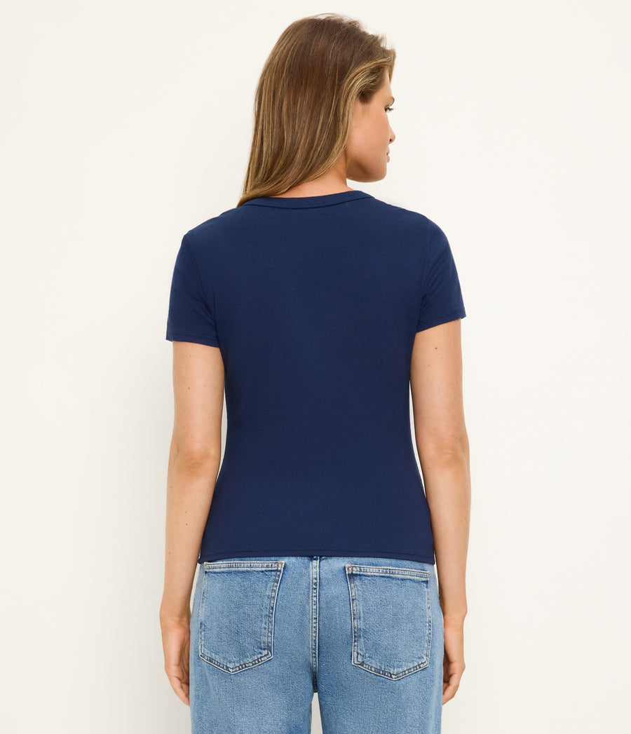 Calla Scoop Neck Tee in Nocturnal Blue Back View  #NOCTURNAL