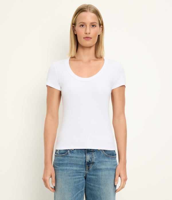 Calla Scoop Neck Tee in White Side View #WHITE