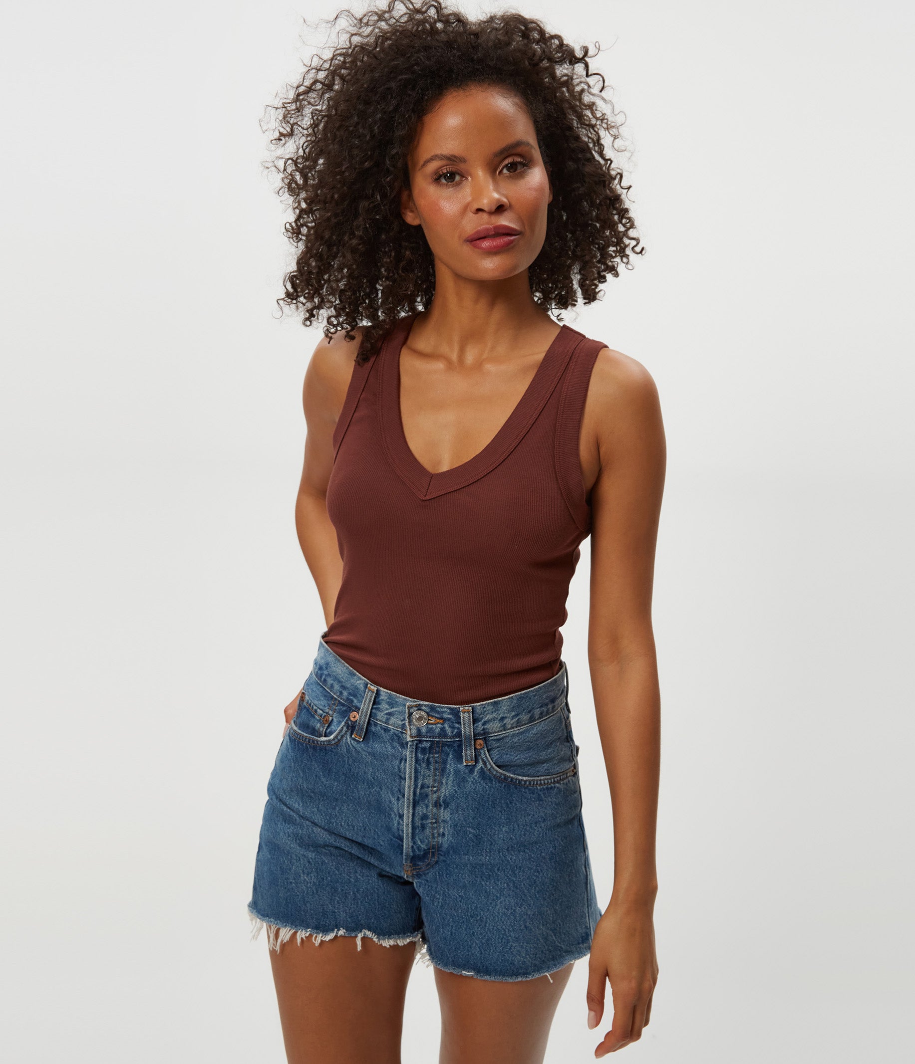 【Melt the lady】 fleeting check tops Foiled Microfiber Tank | Chico's
