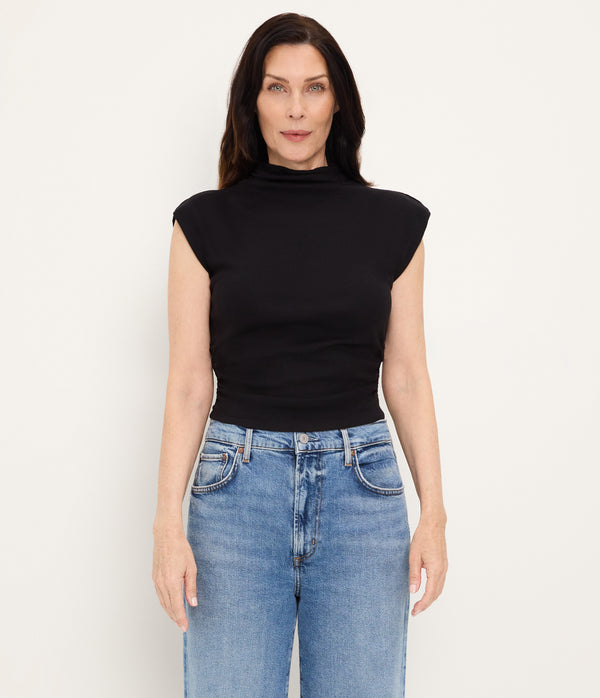 Amara Power Shoulder Tee BLACK / XL