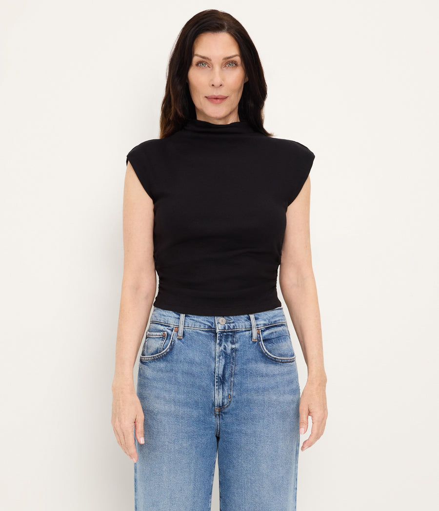 Amara Power Shoulder Tee BLACK / XL