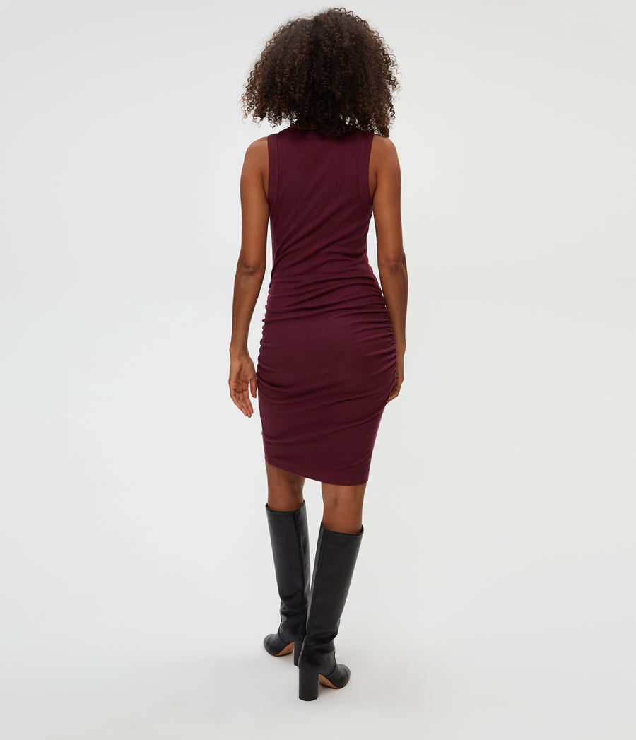 Petite Demi Dress in Beetroot Purple Back View #BEETROOT