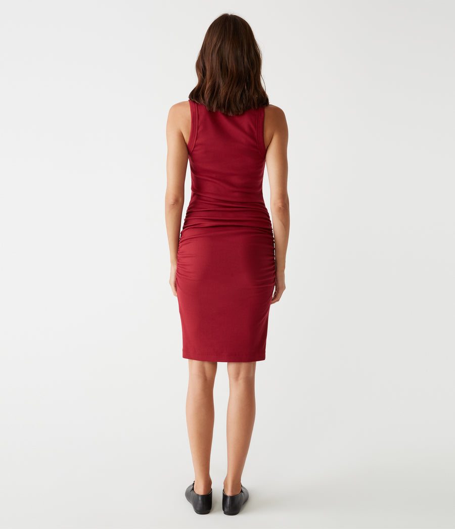 Petite Demi Dress in Carmine Red Back View #CARMINE