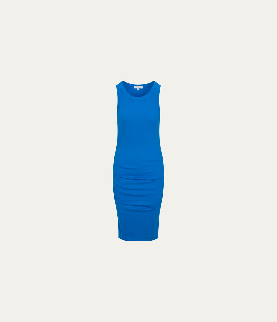Demi Ribbed Dress  in PACIFIC BLUE Close up View #PACIFIC