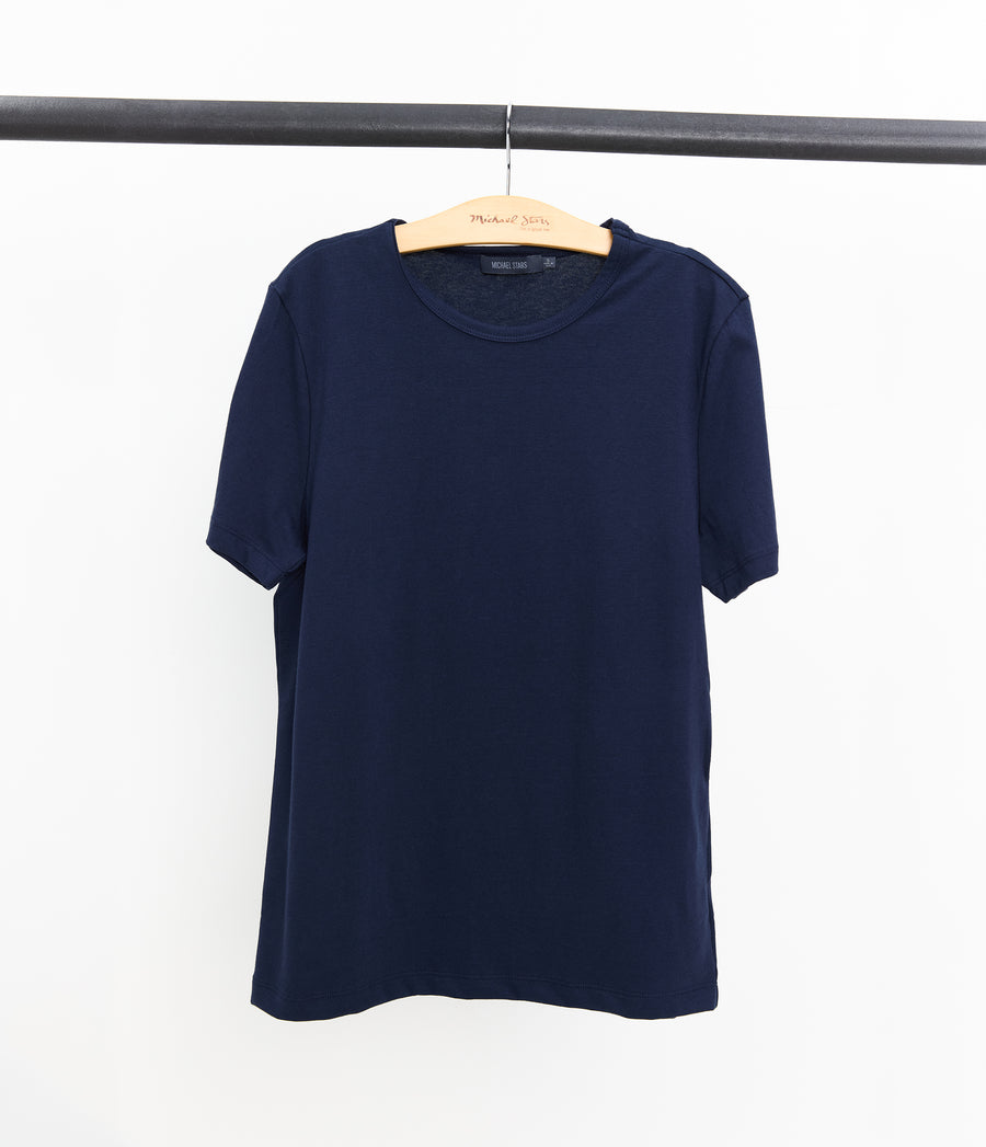 Men's Hudson Crewneck Tee in Admiral BLUE Close up View #ADMIRAL