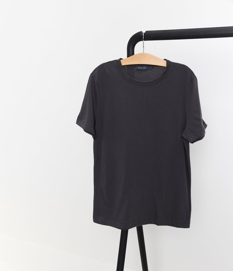 Men's Hudson Crewneck Tee in COASTAL GREY Close up View #COASTAL