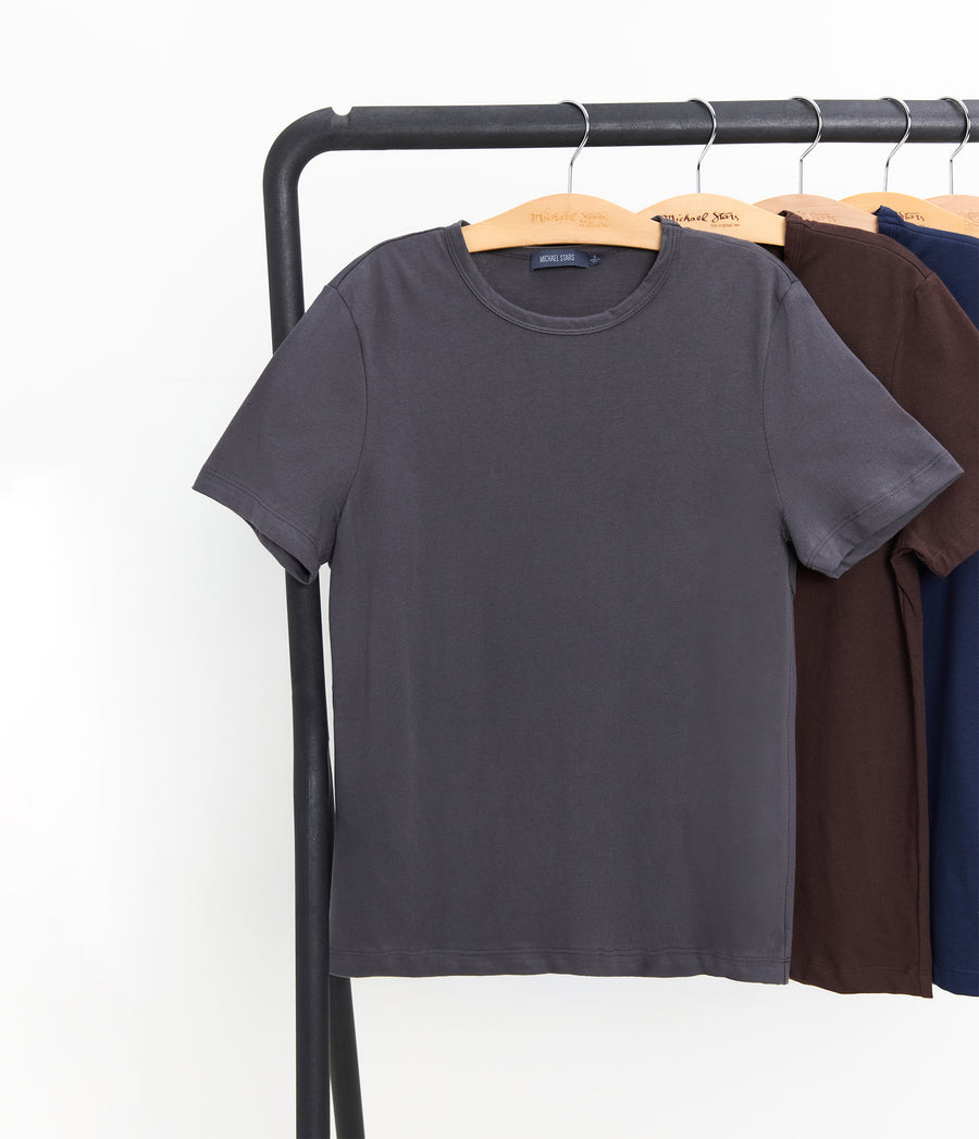 Men's Hudson Crewneck Tee in COASTAL GREY Close up View #COASTAL