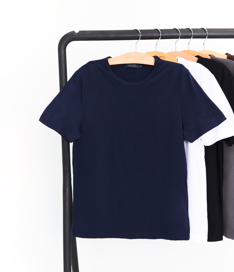 Men's Hudson Crewneck Tee in Admiral BLUE Close up View #ADMIRAL
