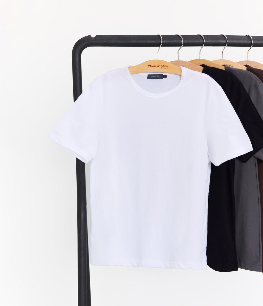 Men's Hudson Crewneck Tee in White Close up View #WHITE