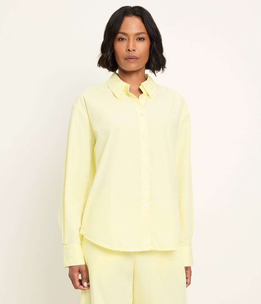 Carson Button Down Shirt in BUTTERCUP Yellow Side View #BUTTERCUP