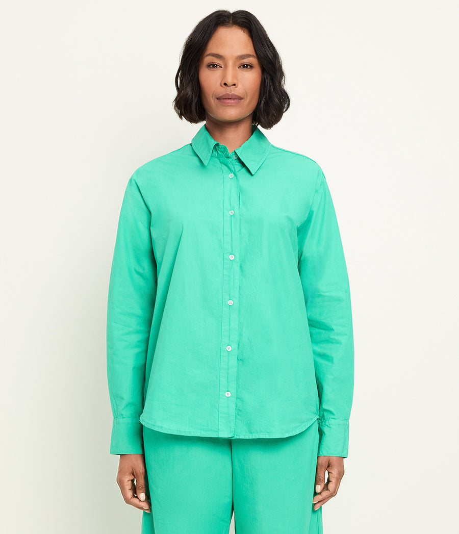 Carson Button Down Shirt in MALDIVES Green Side View #MALDIVES