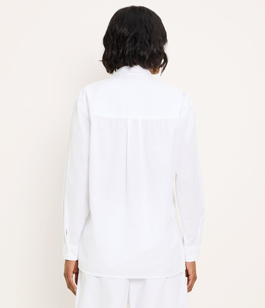Carson Button Down Shirt in White Back View  #WHITE