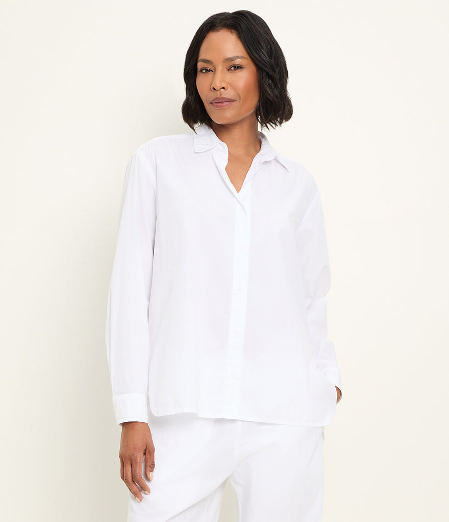 Carson Button Down Shirt in White Full Body View #WHITE