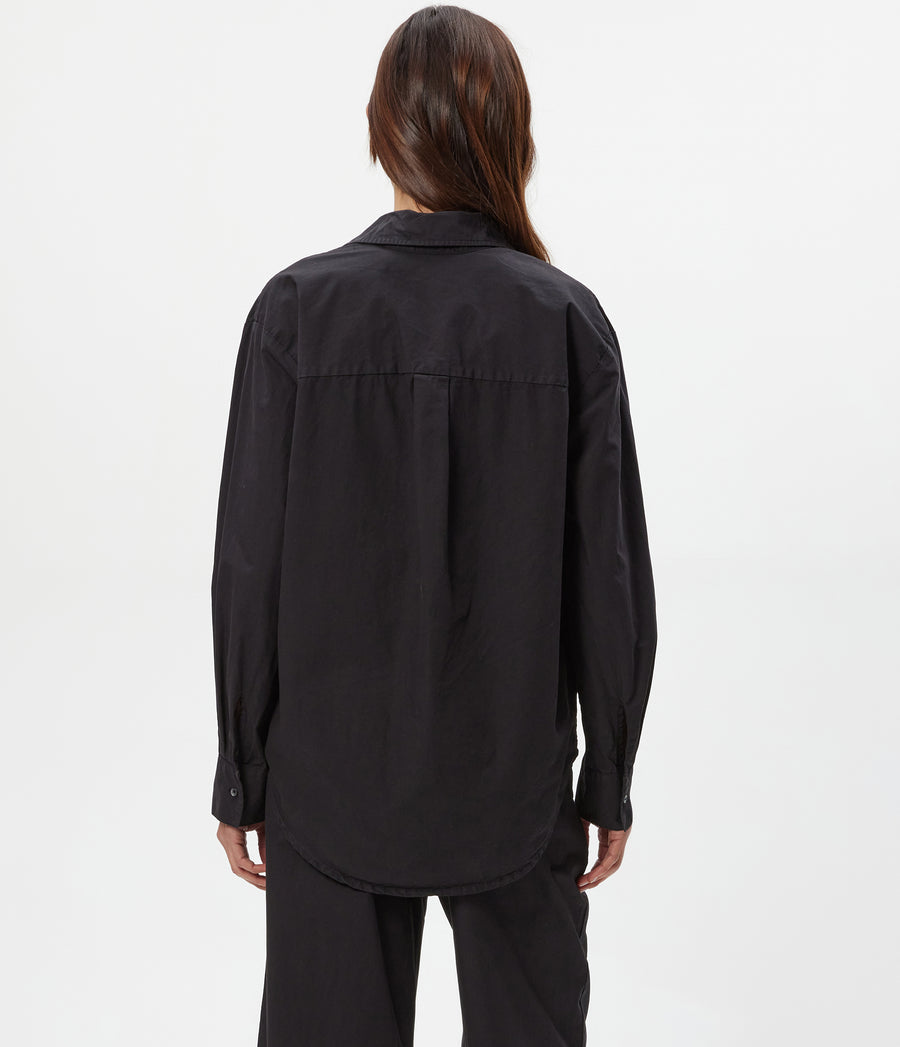 Carson Button Down Shirt in Black Back View  #BLACK